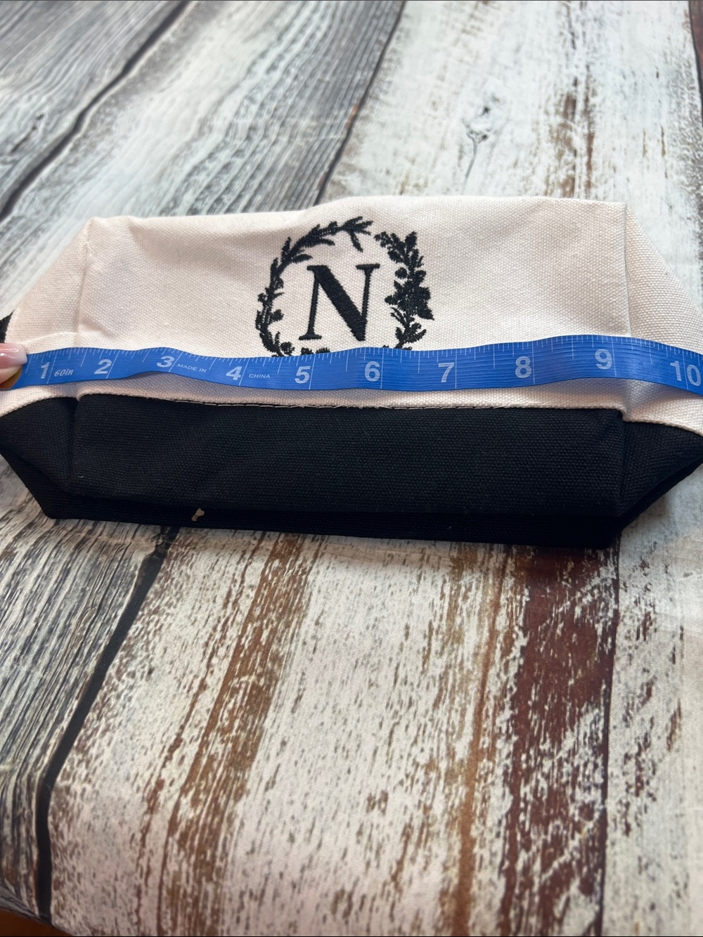 Monogram “N” Canvas Tote Bag 3 pc Set – Tote, Pouch & Organizer | Black & White - Picture 9 of 17